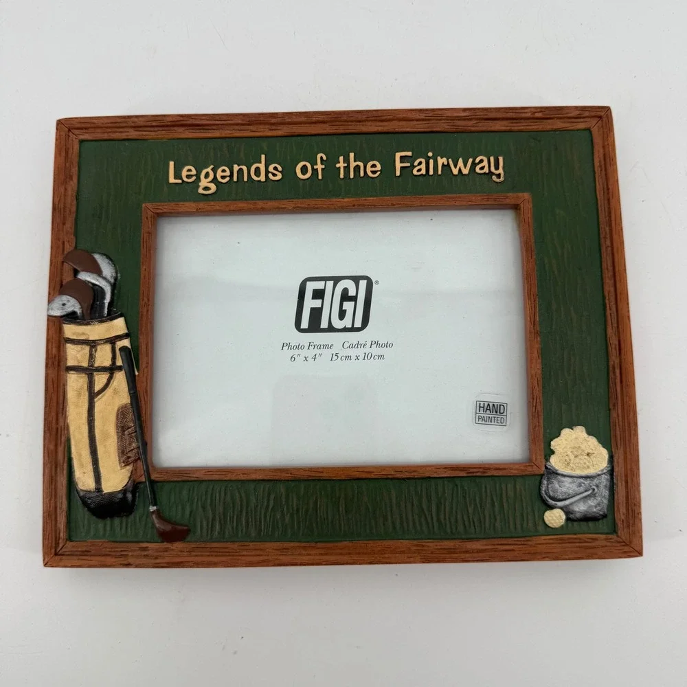 FIGI‎ Legends of the Fairway Golf Photo Frame 4x6 Hand Painted Resin Vtg Decor